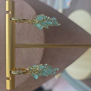 MIA Gold and Green Dangle Earrings
